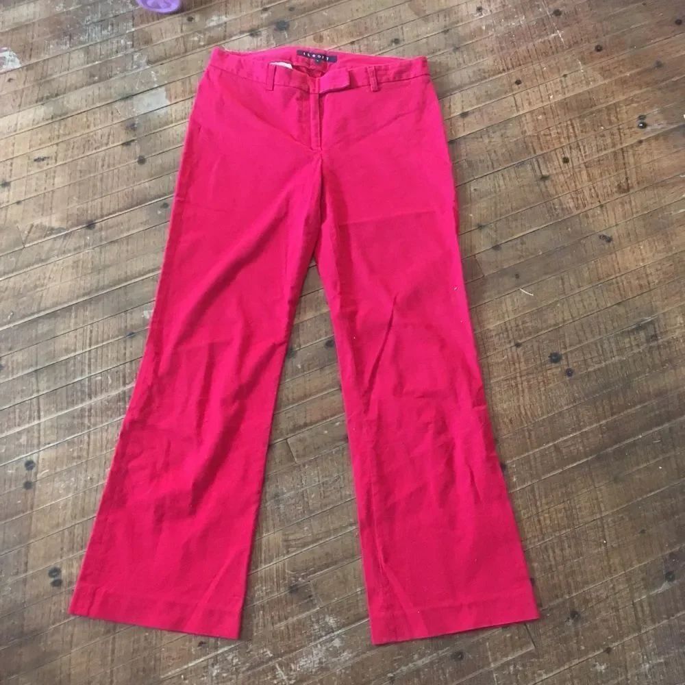 Theory red luxe wide leg business casual 4 flat front slacks